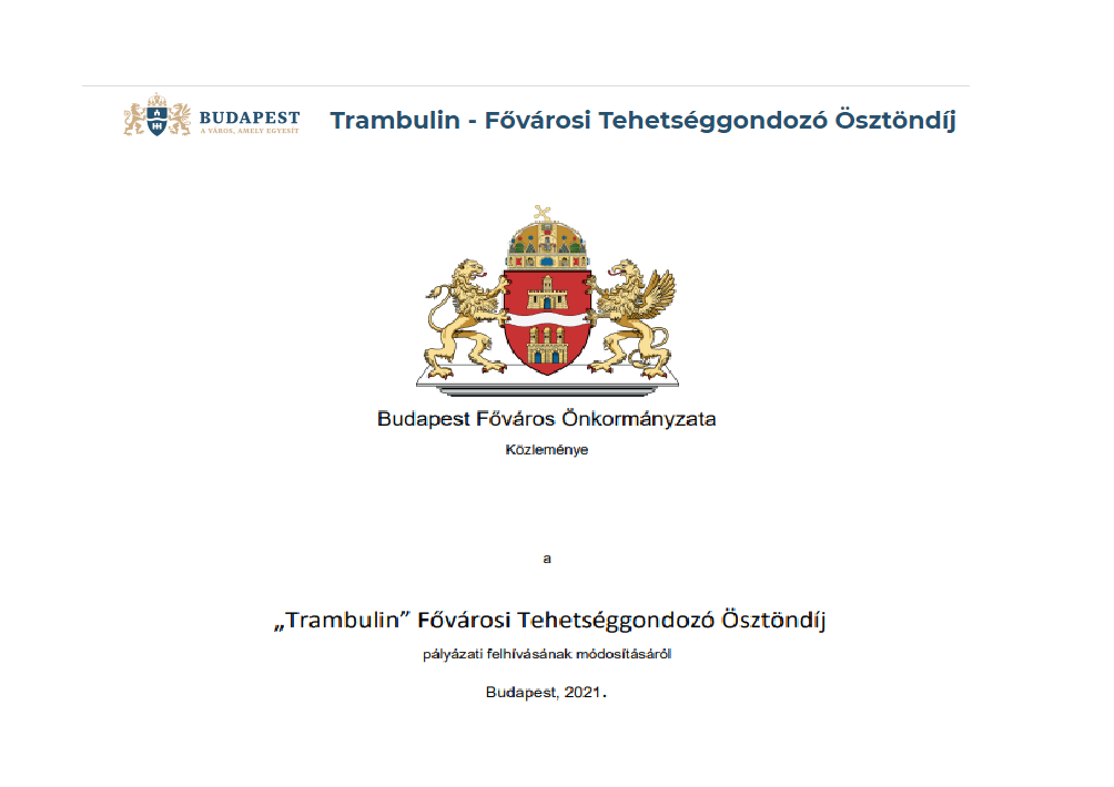 Trambulin Fővárosi Tehetséggondozó Ösztöndíj